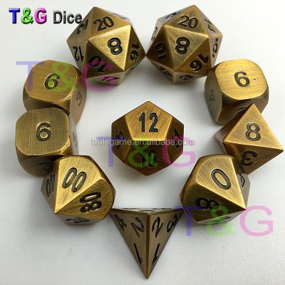 China Plating Silver or Gold Color Creative Matt Effect Polyhedral Metal Dies for Dungeons and Dragons RPG for sale