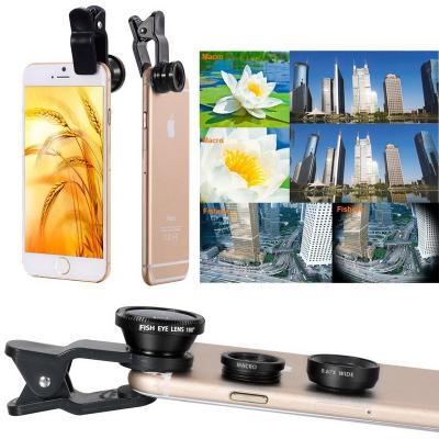 China Innovative universal wide angle macro lens clip 3 kit 0.67x fisheye cell phone camera lens for Iphone 6/6s/5s/5/4s/4 for sale