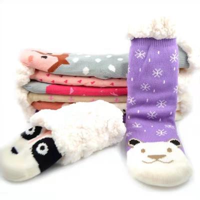 China Cheap Breathable Women Ladies Animal Cartoon Knit Winter Home Lounge Slippers Indoor Socks With Plush Sherpa Lining In Stock Wholesale for sale