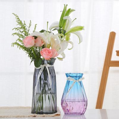 China Wholesale Europe Crystal Glass Vase Small Vase Trumpet Color Glass Flower Vases for sale