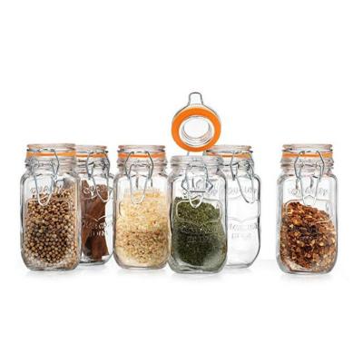 China Large Sustainable Kitchen Packaging Glass Airtight Jar For Spice Seasoning Food Storage for sale