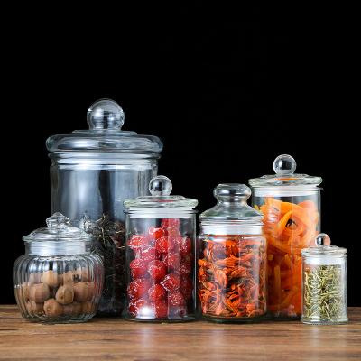 China Viable purchase wholesale glass storage jar kitchen jars storage glass storage jar glass lid for sale