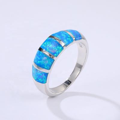 China 2021 New Fashion TREND Women Created Jewelry 925 Australian Synthetic Opal Ring Silver for sale