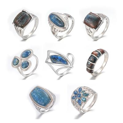 China Trendy Fashion 925 Sterling Silver Kyanite Blue Rings for Women Jewelry for sale