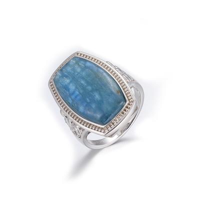 China FASHIONABLE Natural Size Rough Tourmaline Kyanite Gemstone Adjustable Black Gemstone Ring for sale