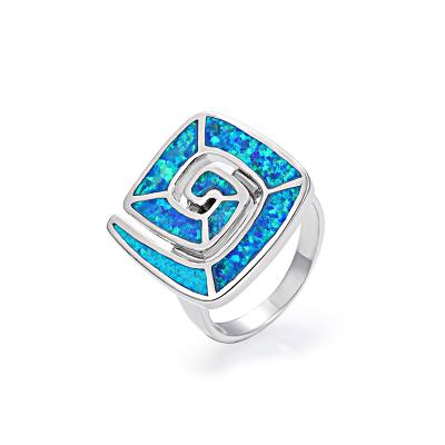 China FASHIONABLE Blue Solid 925 Sterling Silver Ring Opal Jewelry from Opal Greek Key Design Wraparound for sale