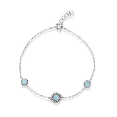 China New 2021 TRENDY fashion party gift jewelry wholesale bracelet charm 925 Sterling Silver Dominica Larimar Bracelet for women for sale