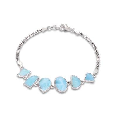 China TRENDY jewelry charm 925 Sterling Silver Geometrical Larimar Woman bracelet wholesale fashion new 2021 for party TRENDY bracelet gift for sale