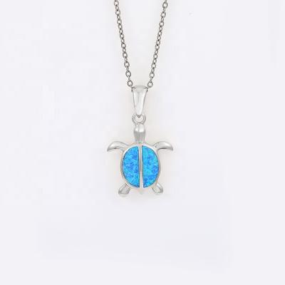 China TRENDY Jewelry Gift For Women Fashion 925 Sterling Silver Synthetic Opal Pendant Necklace for sale