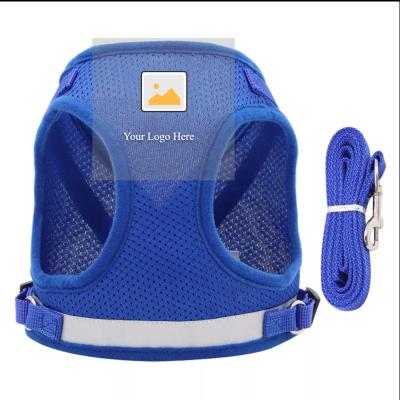 China Wholesale Reflective Dog Step In Mesh Padded Nylon Solid Reflective Breathable No Pull Dog Vest Harness Leash Set For Small Medium Dogs for sale