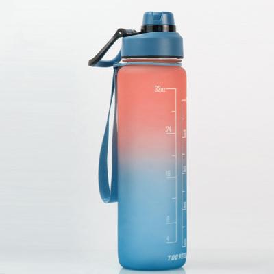 China Wholesale Custom Viable Motivational Free Sports Logo 1l Bpa Plastic Water Bottles With Time Marker for sale