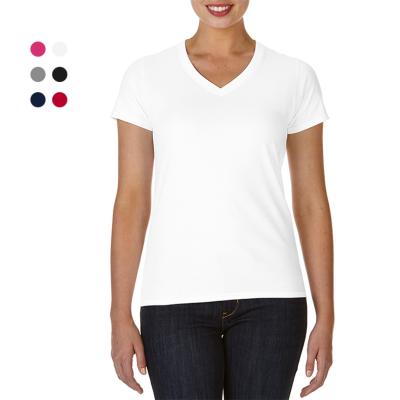 China Hot Sale Travel Agency Advertising Gift 150g Cotton V-neck White Women Breathable T-shirt for sale