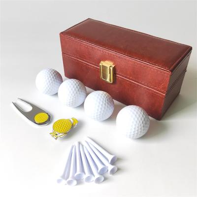 China Promotional PU Agriculture Leather Box Balls Portable Set Golf Accessories Gift for sale