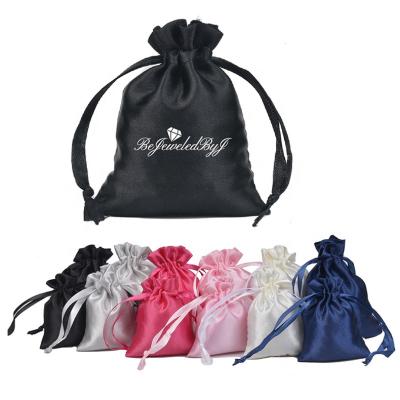 China Custom hot stamping drawstring bag low moq gifts jewelry necklace drawstring pouch small satin bag with logo for sale