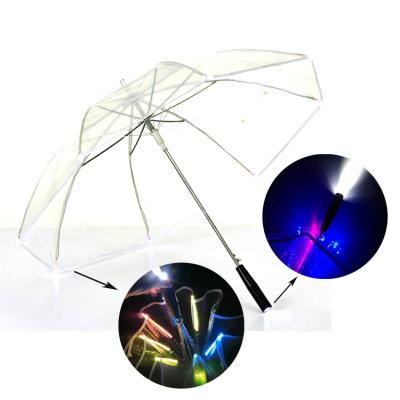 China Custom Farming Promotional Idea Logo Kids Men Women Shape White Transparent Outdoor Patio Designer Clear Led Umbrella With L for sale