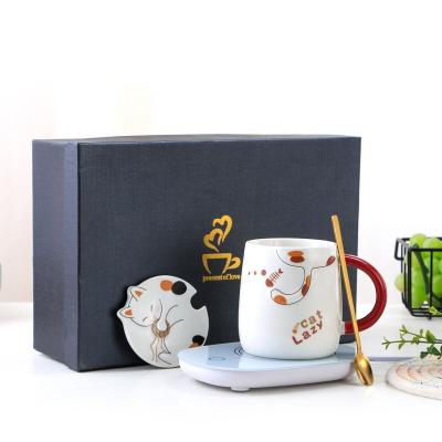 China Agriculture Office Flat Outdoor 2 Roses In 1 M Ceramic Travel Beverage Tea Cup Heated 2021 Sets Electric Smart Coffee Mug Warmer for sale