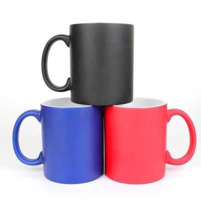 China Agriculture Custom Coffee Travel 11oz 15oz Wholesale Color Blanks Magic Frosted Ceramic Frosted Changing Mugs for sale