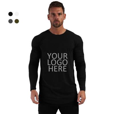 China Breathable Sportwear Customized Logo Teams T Shirts Slimfit Long Sleeve Muscle Fit T-Shirt for sale