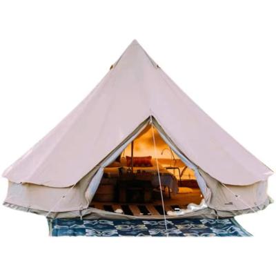 China Diagonal Tying Type Four Seasons Bell Yurt Tent Glamping 3m 4m Cotton Canvas Luxury Bell Tent For Outdoor Camping Tent for sale