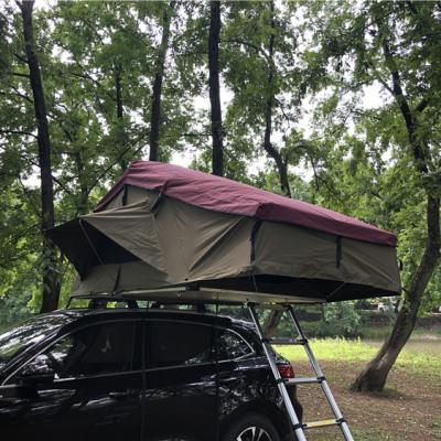 China Extended Folding Type Outdoor Soft Canvas Car Mounthood Soft Roof Top Tent Shell Car Tent Camping Portable for sale