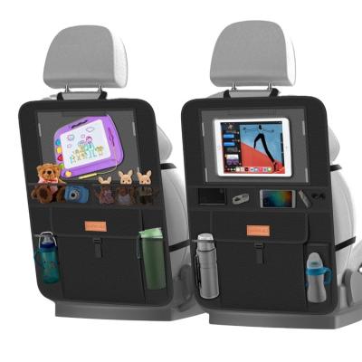 China Simple Color Without Pattern Kids Backseat Protectors Car Backseat Organizer With Touch Screen Wholesale High Quality Tablet Holder for sale