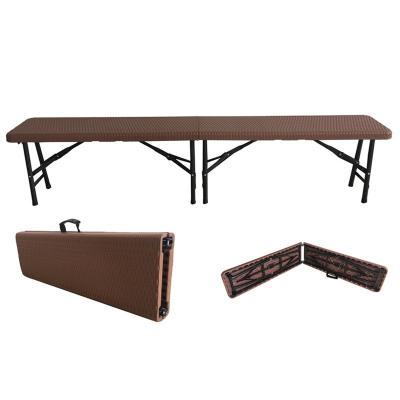 China 6 Feet 183cm Long Low Easy Carry Brown Plastic Folding Bench For Outdoor Camping for sale