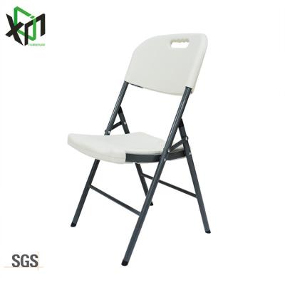 China Modern Warm White Simple Metal Foldable Legs With Backrest Small Indoor And Outdoor Folding Chair for sale