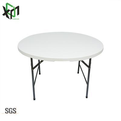 China 122CM Temporary Use Easy Carry Heavy Duty Foldable White Dining Round Table For 4-6 People for sale