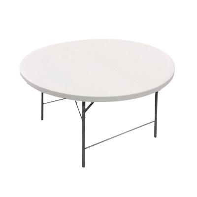 China Plastic Dining Table 5 Feet Banquet Half Fold Batch Metal Leg Portable Meeting Folding Round Table for sale