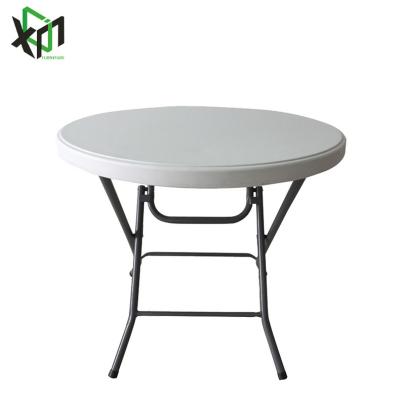 China Easy Carry Cocktail Around Small Table / Fold Up Liberal Circular Legs Cafeteria Table / HDPE Blow Molding Desk / 80cm Couples White RO for sale