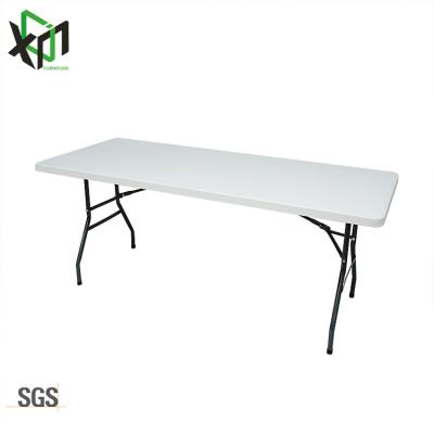 China 8 Person Dining Table Set Folding Chair and Easy Carry Outdoor Plastic Rectangular White Folding Table for sale