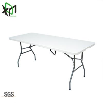 China Rectangle Outdoor Plastic Tables Picnic Table Folding Furniture Portable Easy Carry White Plastic Folding Tables for sale