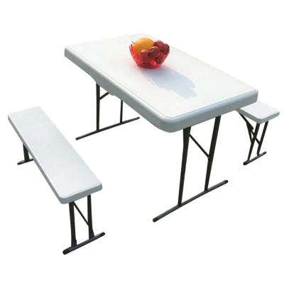 China 105CM Height Easy Carry Adjustable Hollow Body Blowing Panel White Padded Folding Low Table for sale