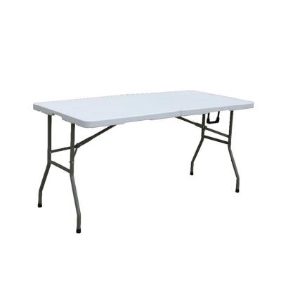 China Hot Selling Easy Carry Cheap People 4 5 Legs Folding Table Outdoor Portable White Plastic Wild White Folding Table for sale