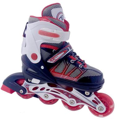 China 2022 New Technology Cheaper Wheels Adjustable Freight LED 4 Wheels Plastic Integrated Quad Skates Flashing Leather Skating Shoes for sale