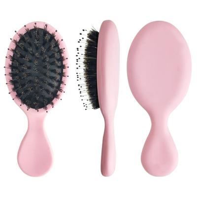 China New Waterproof Salon Hairdressing Boar Bristle Oval Hair Brush For Scalp Massage Black And White for sale