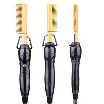 China Safety Hair Straightening Culring Electric Hot Comb For Straight Hair Straightener Custom 2 In1 Hair+curl Comb Brush Wholesale 80w for sale