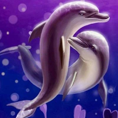 China Cartoon Diy 5d Diamond Painting Kits For Adults Flame Dolphins Diamond Painting Kit Gift Full Animal Painting Kit Customized for sale