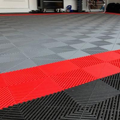 China Wholesale Waterproof Wear Resistant Anti-Slip Perforated Flooring Mat Pp Plastic Interlocking PVC Car Wash Room Garage Flooring Tiles for sale