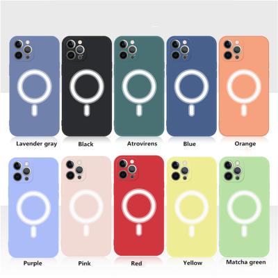 China Hot Selling Colorful Radio Shockproof Charging Magnetic Liquid Silicone Mobile Phone Case For iPhone 12 Protective Shockproof Cover for sale