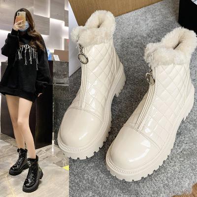 China Wholesale Women's Fashion Trend Amazon Winter Head Diamond Thick Bottom Warm Snow Round Short Boots Plus Velvet for sale