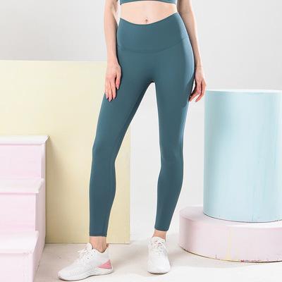 China Breathable Quick-Drying Peach Color Hip Naked Yoga Pants Women's High-Rise Hip-Rising Suit Tight-Fitting Exercising Sports Fitness Pants for sale