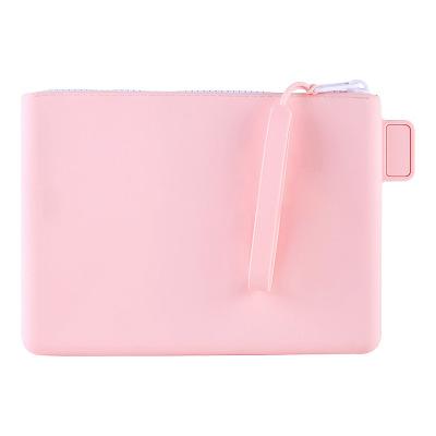 China 100% Custom Reusable Soft Silicone Cosmetic Clear Silicone Cosmetic Pouch Zipper Bag Logo Cosmetic Bags Wholesale Eco-Friendly Organizer for sale