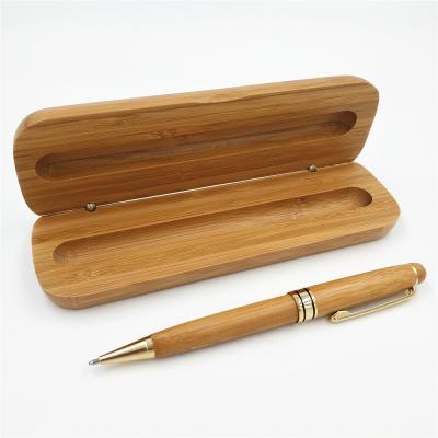 China New Customized Eco-Friendly Bamboo Logo Ballpoint Pen Promotional Pen Set Laser Logo Gift Case With Pen for sale