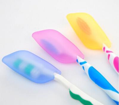 China Viable Dustproof Portable Reusable Silicone Toothbrush Head Cover Toothbrush Silicone Travel Protector Case for sale