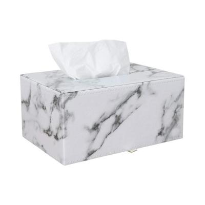 China Fashionable Marble Desktop Tissue Box Toiletry Towel Holder Towel Holder PU Leather Tissue Box for sale