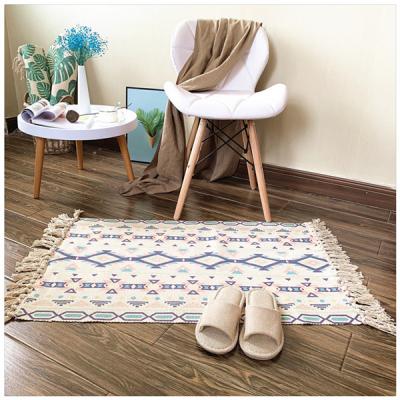 China Environmental Protection Hand - Woven Carpet Sofa Living Room Bedroom Cotton Tassel Area Rug Home Decoration for sale