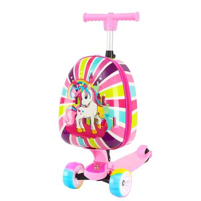 China Durable Customized New Design Children's Scooter Roller Bag, Cartoon Suitcase Baby Travel Lazy Walking Rolling School Bag New for sale