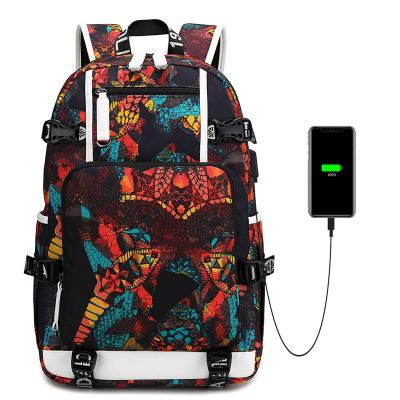 China With USB BSCI factory boy backpack students schoolbag border heat transfer printing flower street travel outdoor backpack for sale