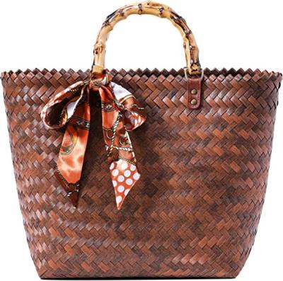 China Vintage Market Girls Fashion Girls Summer Beach Travel Tote, Handmade Faux Rattan Tote, Bohemian Tote Ladies Tote Beach Bag for sale